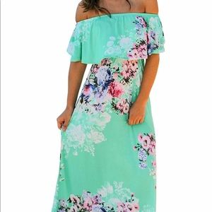 Off shoulder floral maxi dress